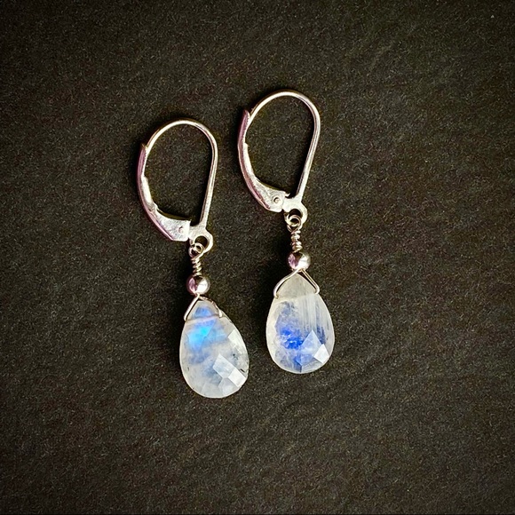 Moonstone Lever Back Earrings Dangle earrings Handmade jewelry for women - Picture 5 of 5